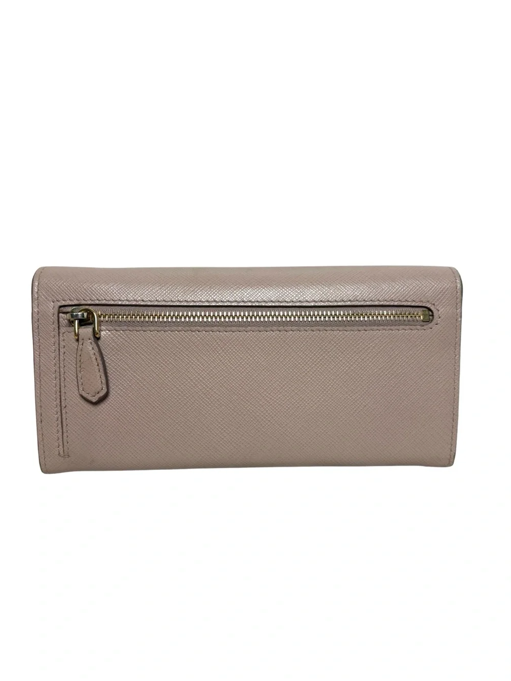 Prada Saffiano Leather Fold-Over Wallet in Dusty Pink